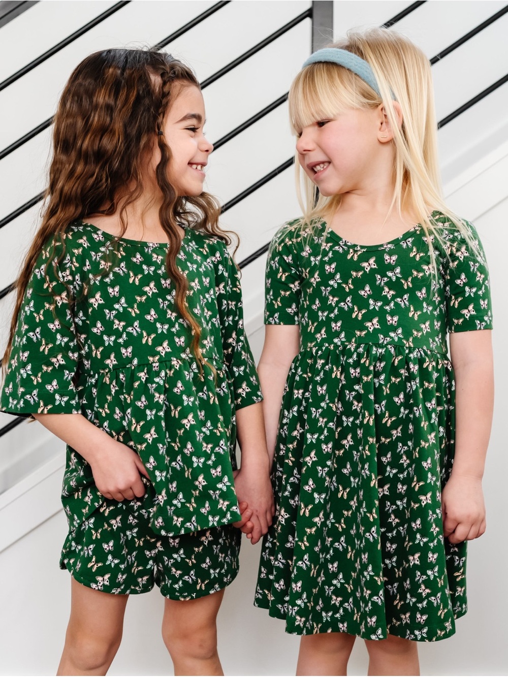 Alice and Ames - Girls' Green Butterfly Print Dress (item in photo on the right)
